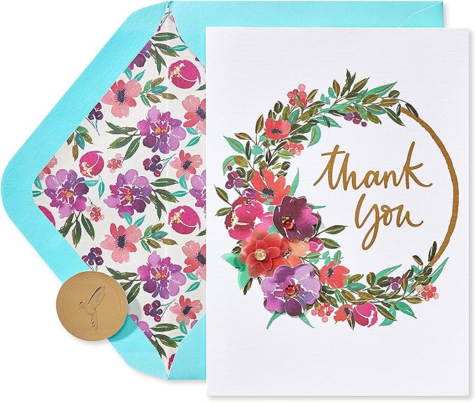 Papyrus Blank Thank You Card (Painterly Wreath)