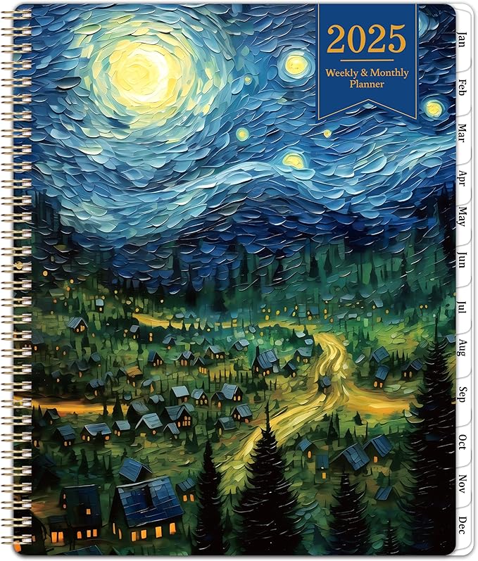 2025 Planner - Planner 2025, Jan 2025 - Dec 2025, 2025 Planner Weekly and Monthly, 8.5" x 11" 2025 Calendar Monthly Planner with Tabs& Pocket, Flexible Cover, Twin-Wire Binding- Oil Painting