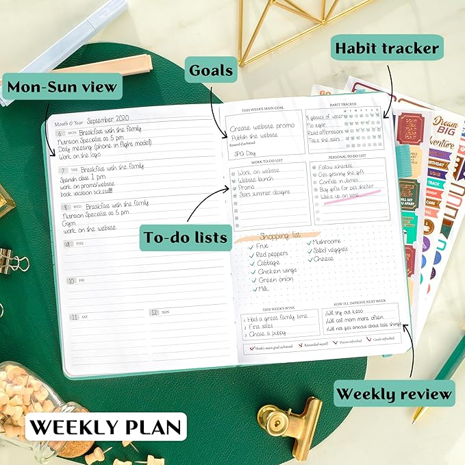 Legend Planner – Weekly & Monthly Life Planner to Hit Your Goals & Live Happier. Organizer Notebook & Productivity Journal. A5 (Aquamarine)