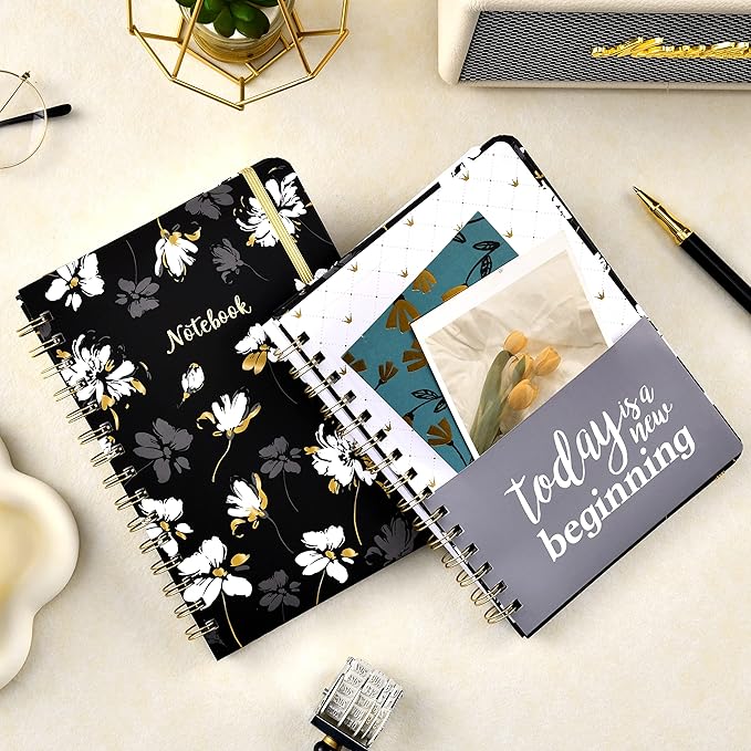 Frasukis Ruled Notebook/Journal - Lined Journal with Premium Thick Paper, 8.5" X 6.4", College Ruled Spiral Notebook/Journal, Banded with Exquisite Inner Pocket