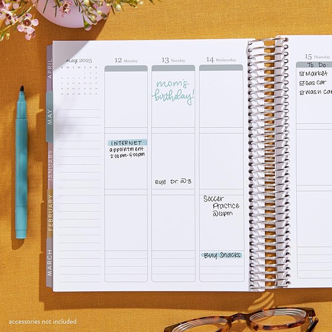 Erin Condren 12-Month Spiral Life Planner (Jan 2025 - Dec 2025) | 7x9 Weekly Planner with Monthly Calendars | Wildflowers Covers, Bold Blooms Interior, Vertical Layout, Platinum Coil