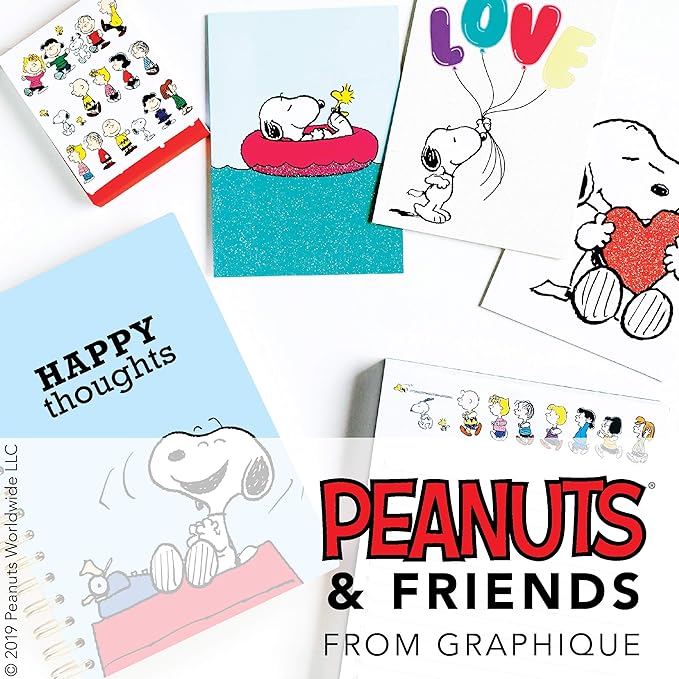 Graphique Soft Cover Journal, Peanuts Typewriter Design - 200 Ruled Pages, Cute Snoopy Design on Cover, 6" x 8.25" x .5" - Durable Notebook for Notes, Lists, Recipes, and More