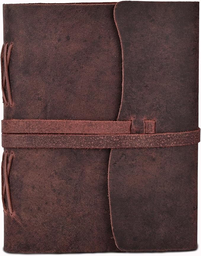 LEATHER VILLAGE Leather Bound Journal - Fuchsia, 8"X6", 220 Pages - Vintage Blank Paper Diary for Writing, Drawing, Sketchbook, and Travel Notebook - Ideal for Women and Men