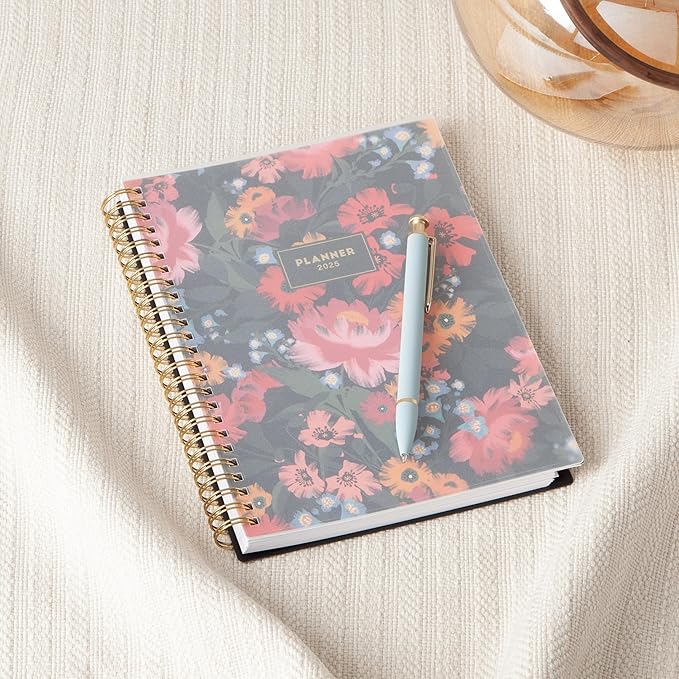 Blue Sky 2025 Weekly and Monthly Planner Calendar, January 2025 - December 2025, 5.875” x 8.625”, Wirebound, Flexible Frosted Cover, Laminated Tabs, Storage Pocket, Monroe Dark (Monroe Dark- 2025, 5.875" x 8.625")