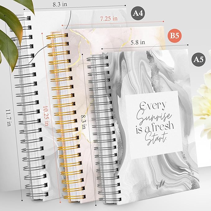 Hardcover Spiral Journal, 10.25" x 7.25", 300-Page Large College-Ruled Notebook for Women, Ideal for Writing, Journaling, Note-Taking, Work, School