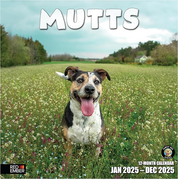 RED EMBER Mutts 2025 Wall Calendar 12 Month | 12" x 24" Open | Thick & Sturdy Paper | Giftable | Calendar 2025
