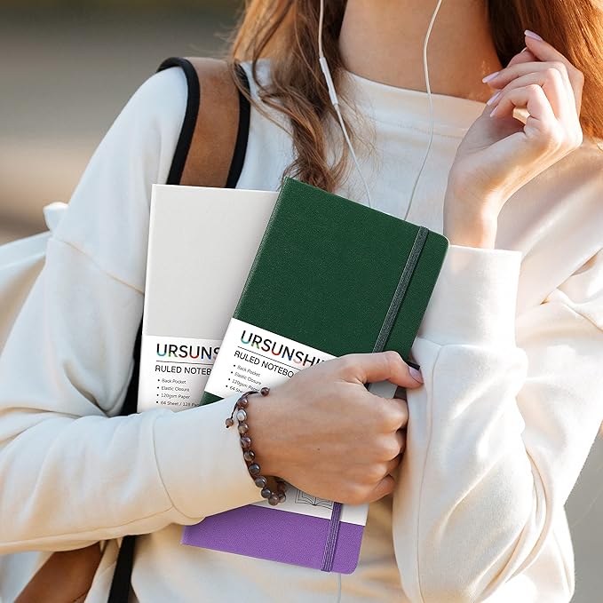 Ruled Notebook/Journal - Classic Lined Journal/Notebook, 5.3'' x 8.26'', Hardcover with Thick Paper, Banded + Pen Holder +Inner Pocket - Turquoise