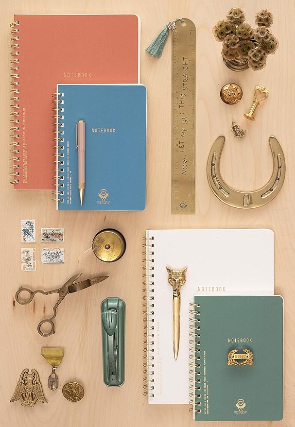 DesignWorks Ink 8.25" x 11.6" Terracotta Textured Paper Twin Wire Spiral No. 1 Notebook Journal with 160 Lined Pages for Work, Writing, Journaling