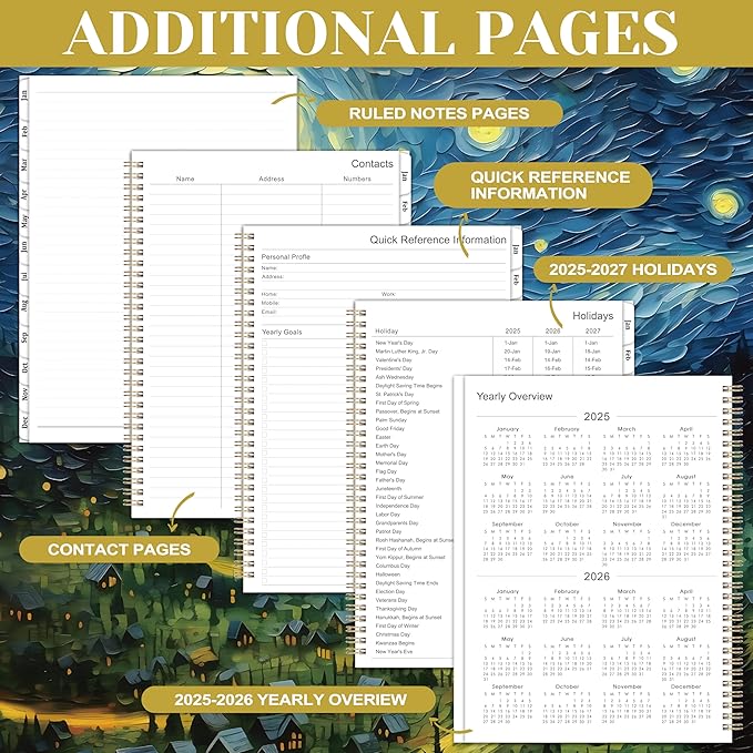 2025 Planner - Planner 2025, Jan 2025 - Dec 2025, 2025 Planner Weekly and Monthly, 8.5" x 11" 2025 Calendar Monthly Planner with Tabs& Pocket, Flexible Cover, Twin-Wire Binding- Oil Painting