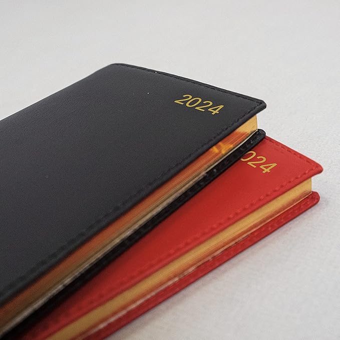 Letts of London Belgravia Weekly/Monthly Planner, 12 Months, January to December, 2024, Vertical, Slim Size, 6.625" x 3.25", Red (C33SURD-24)