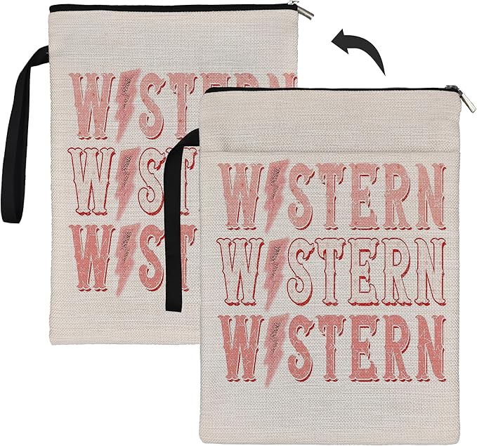 VNWEK Book Sleeve,Pink Western Book Sleeve Book Covers Book Protector Pouch with Zipper,Teen Girls Cowgirl Gifts,Gifts for Book Lovers Readers,Book Cover for Paperback 9.4x12.1 Inch