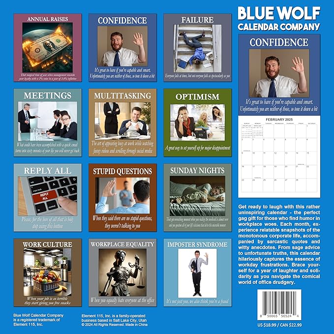 2025 Demotivational Calendar - The Disgruntled Employee's Guide to the Daily Grind Monthly Wall Calendar | 12 x 24 | Funny Work Calendar 2025