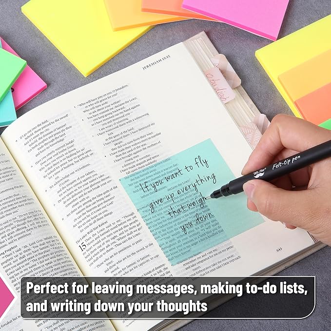 Mr. Pen- Plastic Sticky Notes, 3”x3”, 12 Pads, 600 Sheets, Vivid Palette Sticky Notes, Sticky Note, Self-Stick Note Pads, Sticky Pads Sticky Notes Aesthetic, Colorful Sticky Notes Bulk Sticky Notes