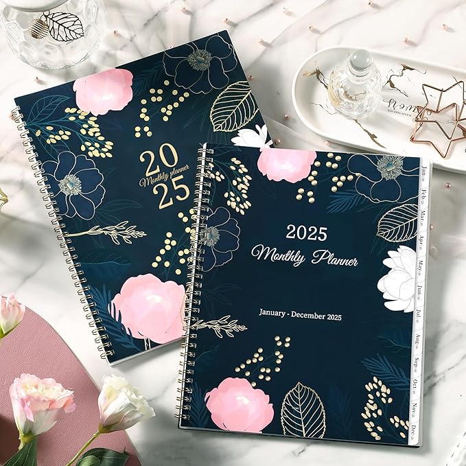 2025 Monthly Planner - Monthly Planner/Calendar 2025, Jan 2025 - Dec 2025, 9‘’ x 11'', Monthly Tabs, Double-Sided Pockets, Twin-Wire Biding, Holidays, Notes Pages, Julian Dates