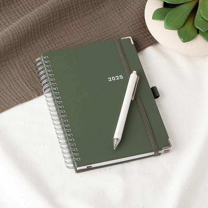 Blue Sky 2025 Weekly and Monthly Planner Calendar, January 2025 - December 2025, 5" x 8", Hardcover, Laminated Tabs, Wirebound, Storage Pocket, Slate Gray (Slate Gray- 2025, 5" x 8")