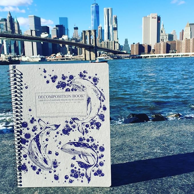 Decomposition Humpback Whales College Ruled Spiral Notebook - 9.75 x 7.5 Journal with 160 Lined Pages - 100% Recycled Paper - Notebooks for School Supplies, Home & Office - Made in USA