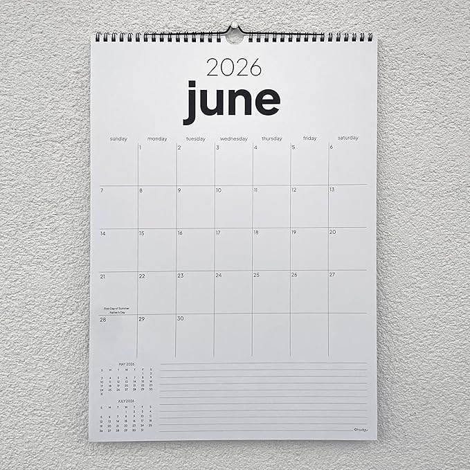 Wall Calendar 2025-2026, 18 Months, Runs From January 2025 to June 2026, 17" x 12" Large Wall Calendar with Hanger, Thick Paper and Spiral Binding. Simple and Stylish Aesthetic Design.