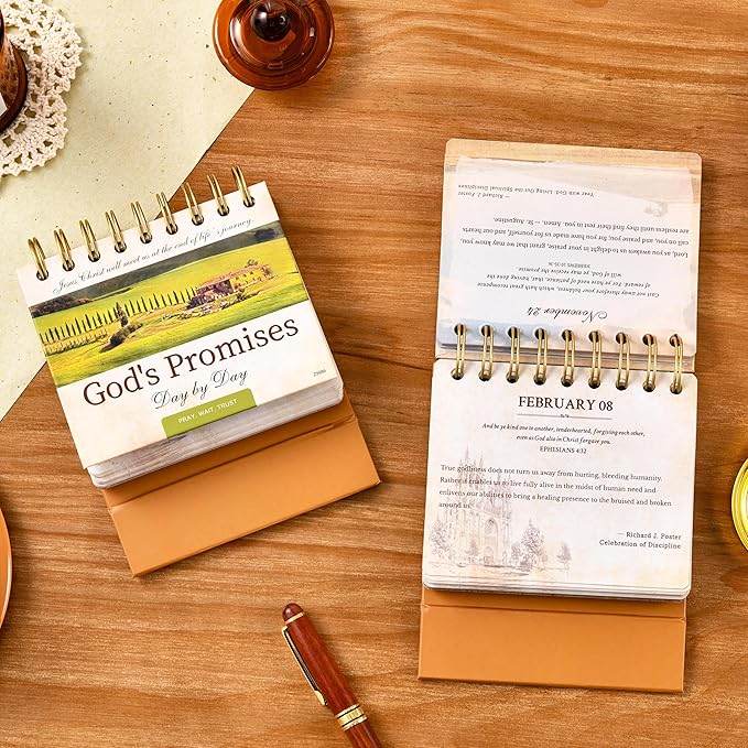 Motivational Calendar - Daily Bible Quote Calendar, 5.3" x 4.85", Undated Flip Calendar for Desk, Bible Verse Calendar, Perpetual Desk Calendar, Christian Desk Decor with Retro Thick Paper, Hardbound