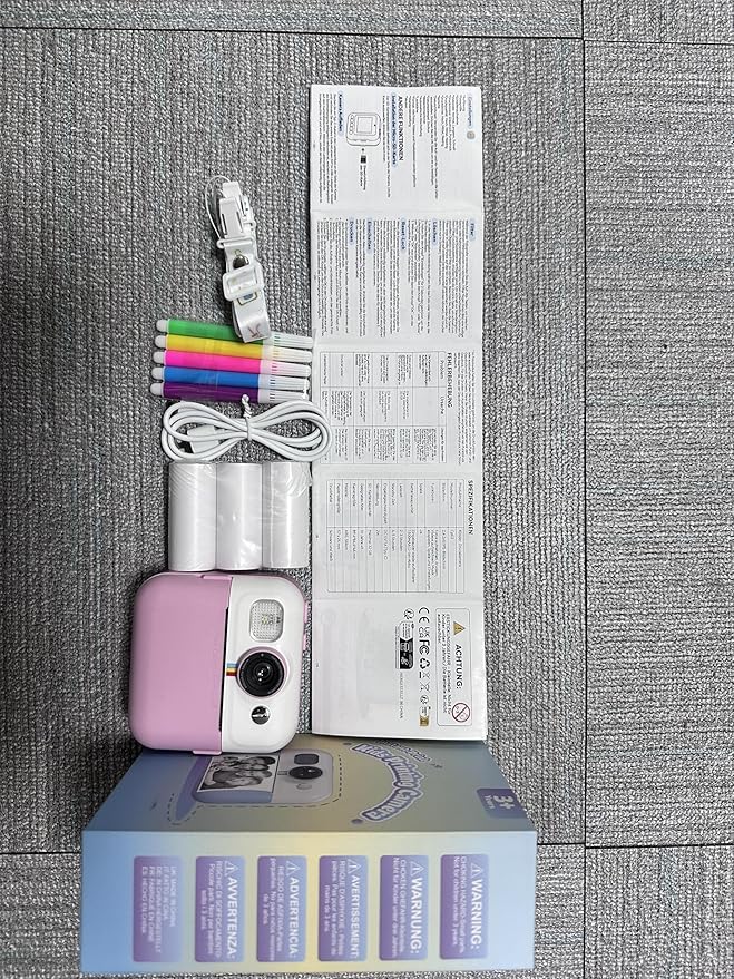Kids Instant Print Camera, 1080P for Girls & Boys Age 3-10, Pink with 3 Roller Photo Paper