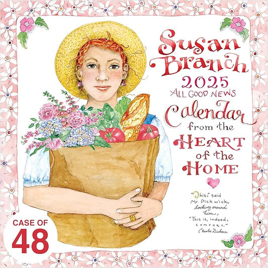 TF PUBLISHING 2025 Susan Branch Wall Calendar Case of 48 - Large Grids for Appointments and Scheduling - Vertical Monthly Wall Calendar - Home and Office Organization - Premium Matte Paper - 12"x12”