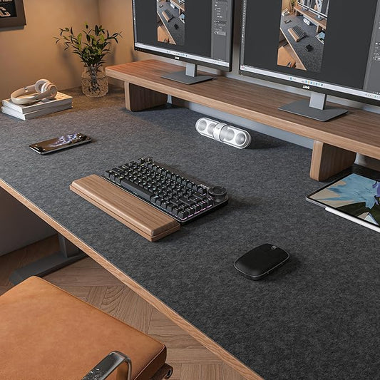 Large Felt Desk Mat,47.2"x 23.6",Non-Slip Desk Pad for Office and Home,120x60cm Full Table Mouse Pad,Keyboard Mats for Desk,Desktop Protection(Dark Gray)