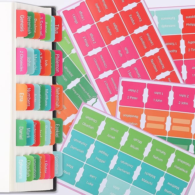 Mr. Pen- Bible Tabs, 75 Tabs, Neon Laminated Bible Tabs for Women and Men, Bible Tabs for Study Bible, Bible Index Tabs, Bible Book Tabs, Bible Labels Tabs, Bible Tabs