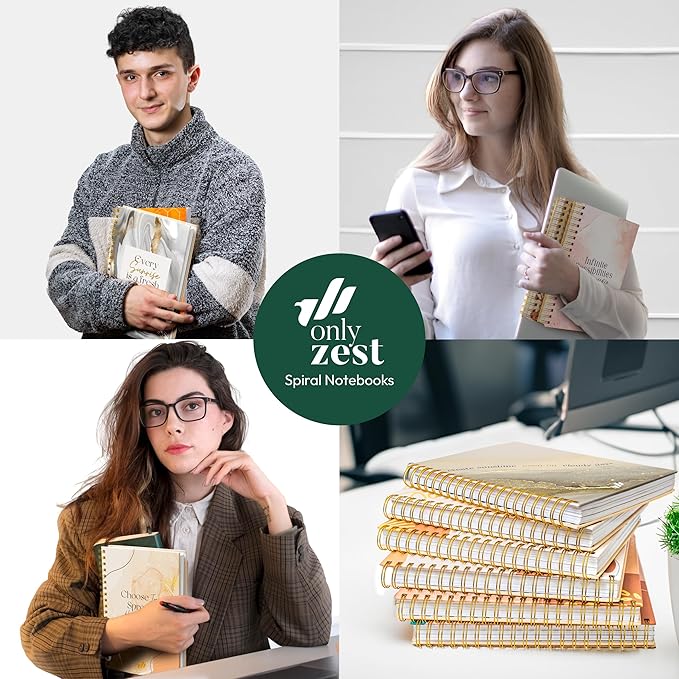 Spiral Journal Notebook - 10.25" x 7.25" Large 100 GSM Paper, 300 Pages. Spiral Notebook Journal for Women - Premium Quality Spiral-Bound Journaling Notebooks. - Choose Joy (Marble)