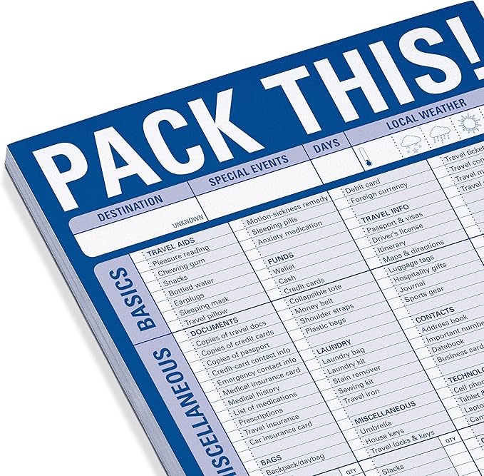 Knock Knock Pack This! Pad Packing List Notepad, 6 x 9-inches
