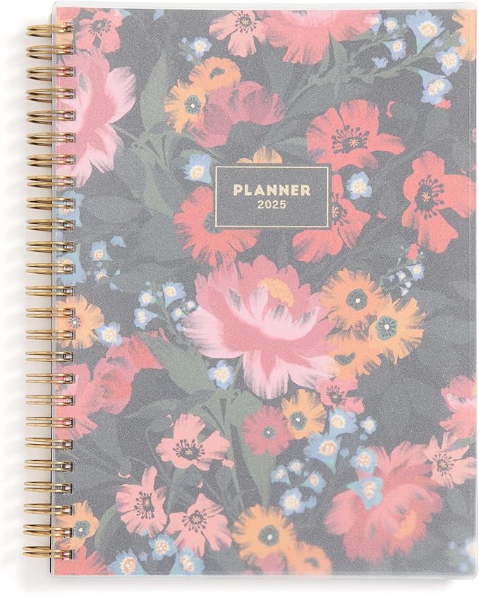 Blue Sky 2025 Weekly and Monthly Planner Calendar, January 2025 - December 2025, 5.875” x 8.625”, Wirebound, Flexible Frosted Cover, Laminated Tabs, Storage Pocket, Monroe Dark (Monroe Dark- 2025, 5.875" x 8.625")