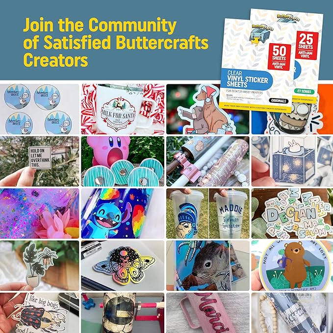 Clear Printable Vinyl for Inkjet Printer - For Epson - (Clear Sticker Paper | Waterproof | 25 Sheets) - Transparent Inkjet Printable Vinyl Sticker Paper Avoid Jams for Printers