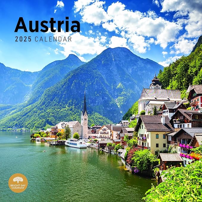 2025 Austria Monthly Wall Calendar by Bright Day, 12 x 12 Inch Beautiful Landscape Photography Gift