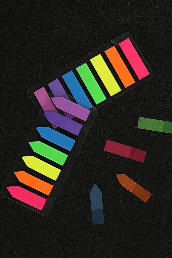 Lysas 4 Sets Neon Page Markers Colored Index Tabs, Fluorescent Sticky Note for Page Marker, 560pcs