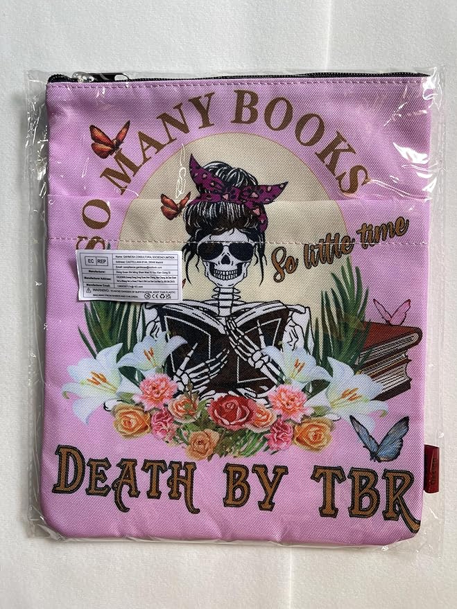 LParkin So Many Books So Little Time Death by TBR Book Covers for Readers Sleeve Gift Paperback Book Cover with Zipper