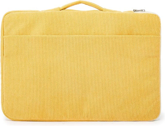Kinmac Corduroy 360° Protective Water Resistant Laptop Case Bag Sleeve Compatible with LG Gram 16 inch and 15.6 inch-16 inch Laptop (Yellow)