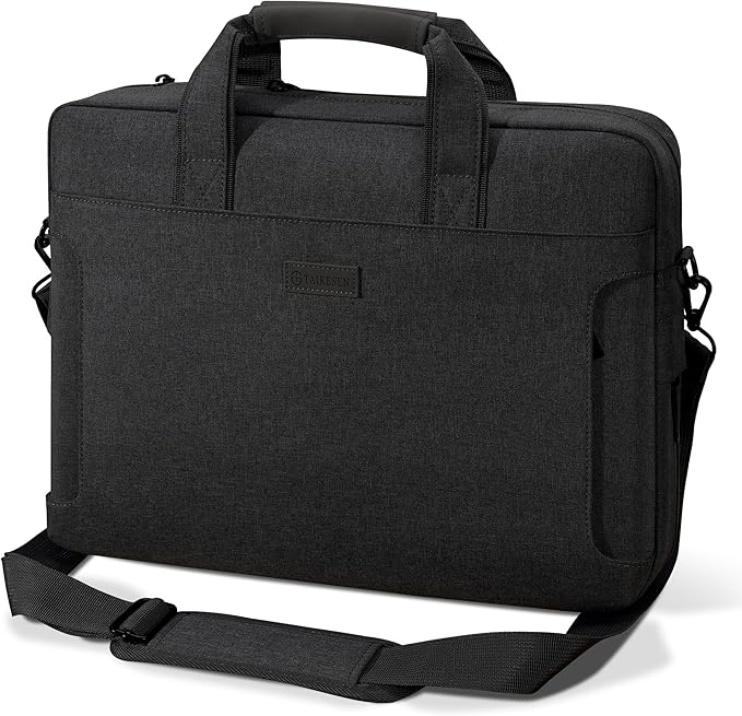 Laptop Shoulder Bag, 13-13.3-14-15-15.4-15.6-16-17.3-18 Inch Laptop/Tablet, Water-Repellent Fabric, Business for Men Women (15-16 inch, Black)