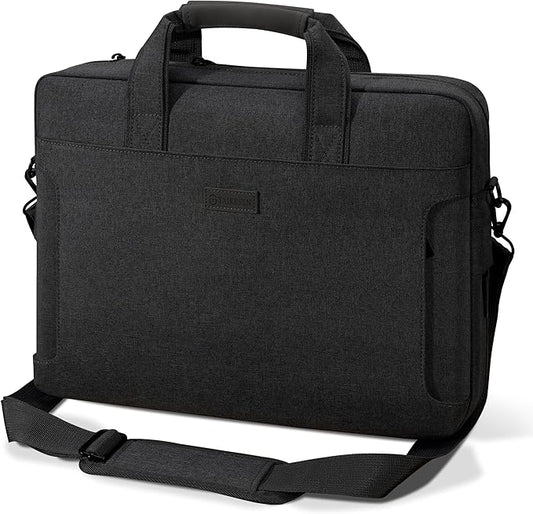 Laptop Shoulder Bag, 13-13.3-14-15-15.4-15.6-16-17.3-18 Inch Laptop/Tablet, Water-Repellent Fabric, Business for Men Women (15-16 inch, Black)