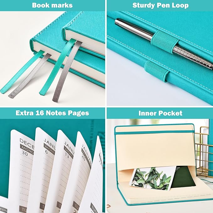 Artfan 2025 Planner - 2025 Planner Weekly and Monthly Planner, Jan. 2025 - Dec. 2025, Leather Planner 2025, 5.75" x 8.25" - Green