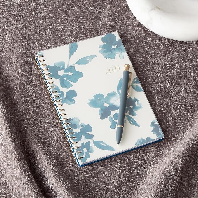 Blue Sky Weekly and Monthly Planner Calendar, Flexible Frosted Cover, Laminated Tabs, Wirebound, Storage Pocket, Bakah Blue (Bakah Blue- 2025, 5" x 8")