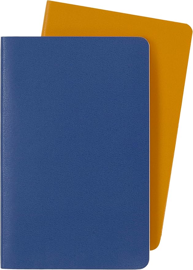 Moleskine Volant Journal, Soft Cover, Pocket (3.5" x 5.5") Ruled/Lined, Forget-Me-Not Blue/Amber Yellow, 80 Pages (Set of 2)
