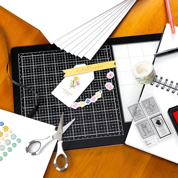 Cardstock 12 x 12 Paper Pack - 65lb Smooth Card Stock for Crafts, Cardmaking, Art Projects - 50 Square Scrapbook Sheets - Double Sided with Solid Core, Brilliant White