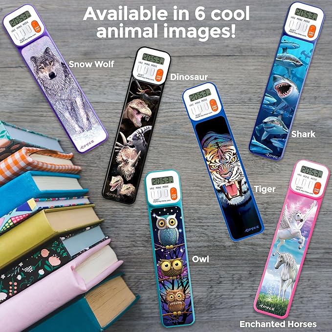 Mark-My-Time - Digital Bookmark - Mark My Time Reading Timer and Bookmark for Kids, Cool Bookmarks and Reading Incentives, Christmas Gift & Stocking Stuffer for Book Lovers - 3D Shark