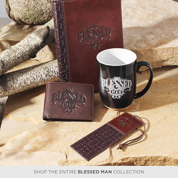 Christian Art Gifts Faux Leather Bookmark Blessed Man Jeremiah 17:7 w/Corded Tassel, Brown