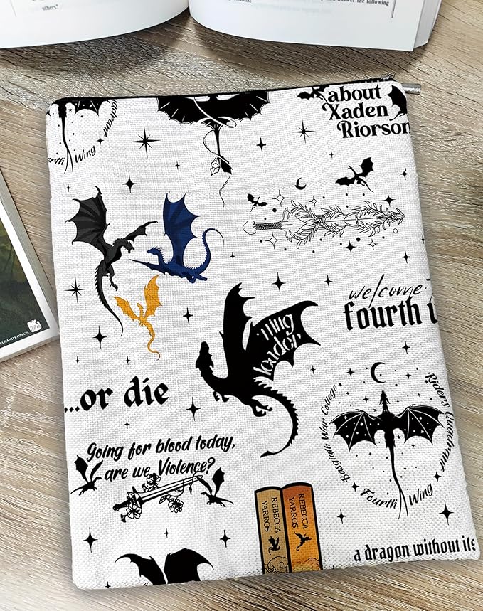 Romantasy Dark Academia Dragons Book Sleeve, Fantasy Novel Reader Gift, Bookish Gifts, Book Inspired Gift, Paperback Book Protector Book Cover Dragons Lovers Book Gifts (Dragons Book Sleeve-1105)