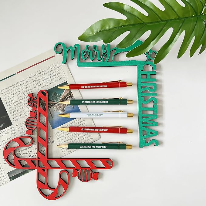 Jxueych Funny Pens 5-Count, Black Ink,Medium Nib 1.0mm, Funny Office Gifts for Coworkers, Personalized Pens Vibrant Funny Quotes Swear Word Daily Pen Set (J)