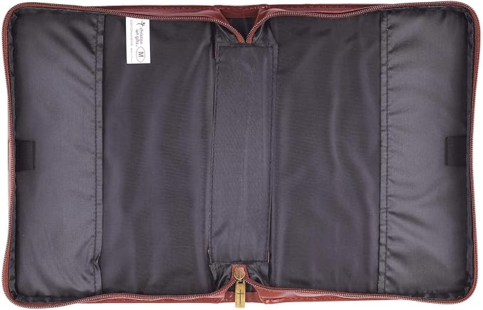 Christian Art Gifts Men's Classic Bible Cover Names of God Exodus 34:6, Brown Faux Leather, Large