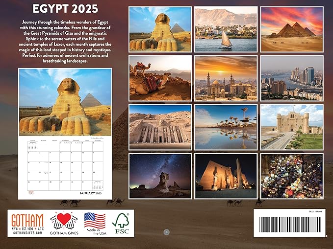 Egypt Egyptian Landmarks Calendar 2025 Monthly Wall