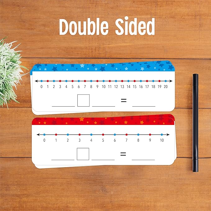 26 Packs Number Line Dry Erase Boards Cards, Double Sided Writable and Erasable Board-0-10 on One Side & 0-20 on Other Side Math White Board for Kids, Students, Classroom and Home (12” x 4”)