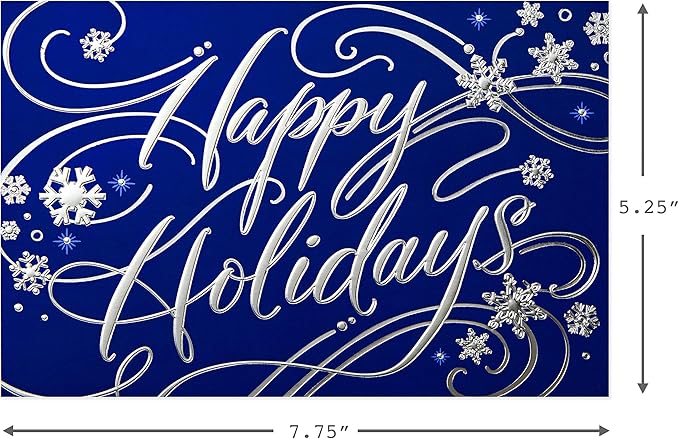 Hallmark Christmas Cards Boxed with Envelopes, Happy Holidays (40 Blue Holiday Cards)