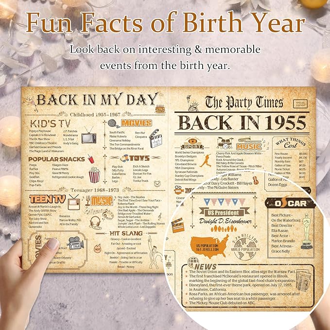 70th Birthday Card for Men Women, Funny 3D Pop Up 70th Birthday Gifts for Grandma Mom Dad, Back In 1955 Happy 70 Year Old Birthday Decorations Cards for Her Him, Classy Vintage