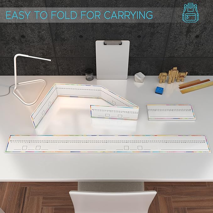 Set of 10 Dry Erase Number Boards - Double Sided, 4 Feet, Red & Black Dry Erase Marker, 0-100 Number Line on One Side, Blank Line on Reverse